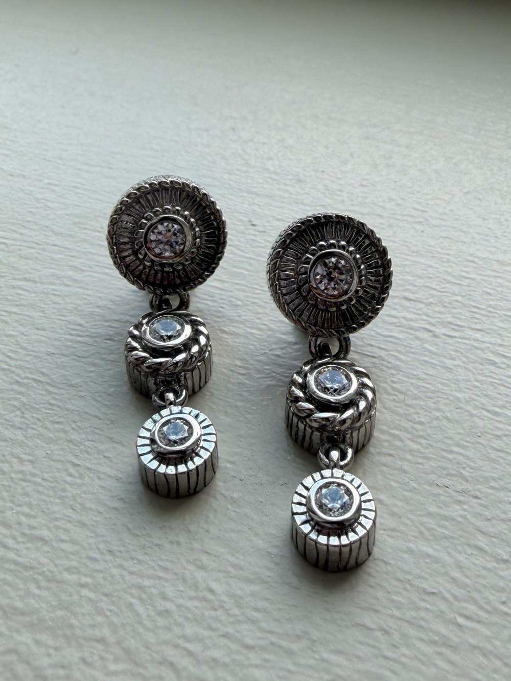 Judith Ripka Silver Drop Earrings